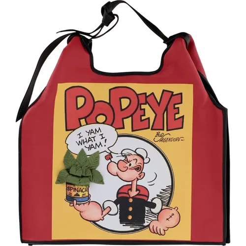 Popeye Muster Leder Woll Schultertasche - Anita Bilardi - Modalova