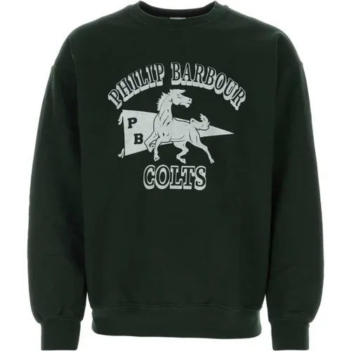 Dunkelgrüner Sweatshirt , Herren, Größe: M - Wild Donkey - Modalova