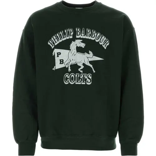 Dunkelgrüner Sweatshirt , Herren, Größe: S - Wild Donkey - Modalova