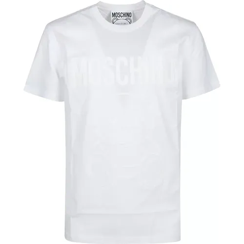 Maxi Logo T-Shirt, 1001 Weiß Fantasie , Herren, Größe: S - Moschino - Modalova