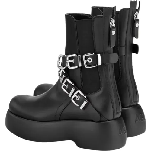 Boots with silver decoration , female, Sizes: 6 UK - AGL - Modalova