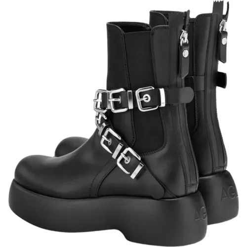 Boots with silver decoration , female, Sizes: 7 UK, 6 UK - AGL - Modalova