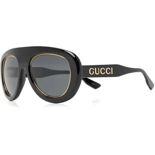 Logo Aviator Sunglasses /Grey , male, Sizes: ONE SIZE - Gucci - Modalova