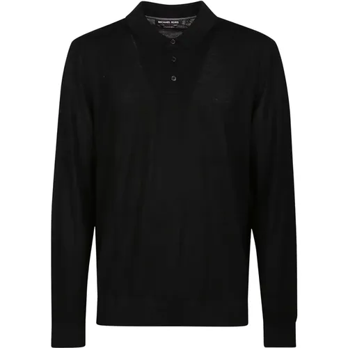 Schwarzes Langarm-Poloshirt , Herren, Größe: M - Michael Kors - Modalova