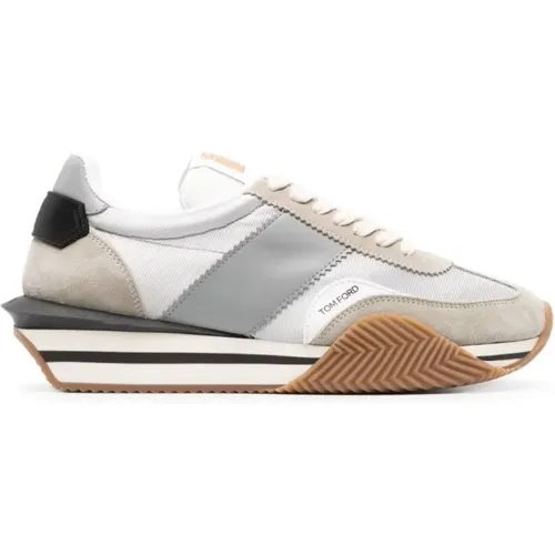 James Suede Sneakers in Cream , male, Sizes: 8 UK, 10 UK, 7 UK, 9 UK - Tom Ford - Modalova