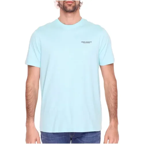 Basic Baumwoll T-Shirt - Blau - Armani Exchange - Modalova