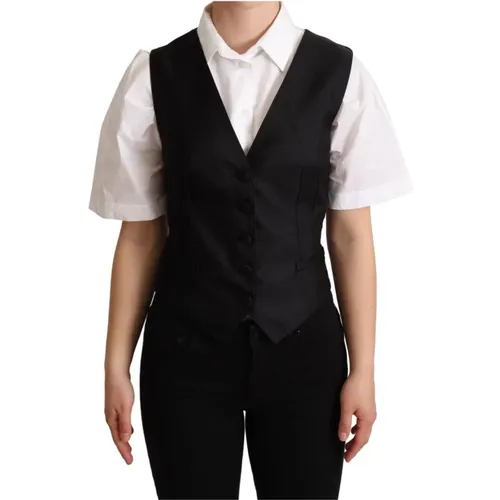 Silk Sleeveless Waistcoat Vest , female, Sizes: 2XS - Dolce & Gabbana - Modalova