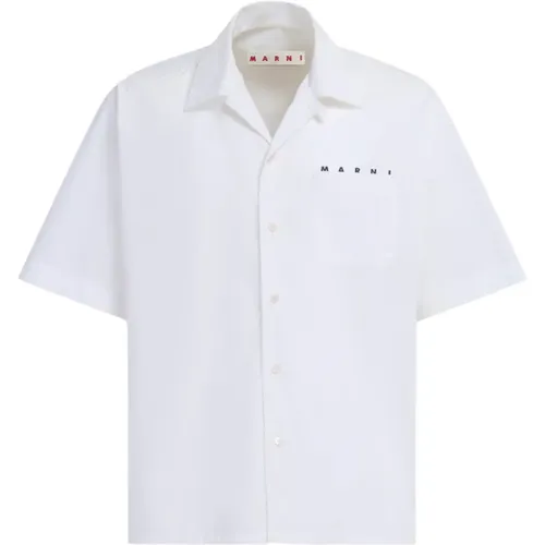 Popeline-Bowlinghemd mit verstecktem Logo , Herren, Größe: XL - Marni - Modalova