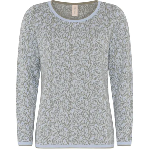 Blauer Jacquard-Strickpullover , Damen, Größe: L - Skovhuus - Modalova