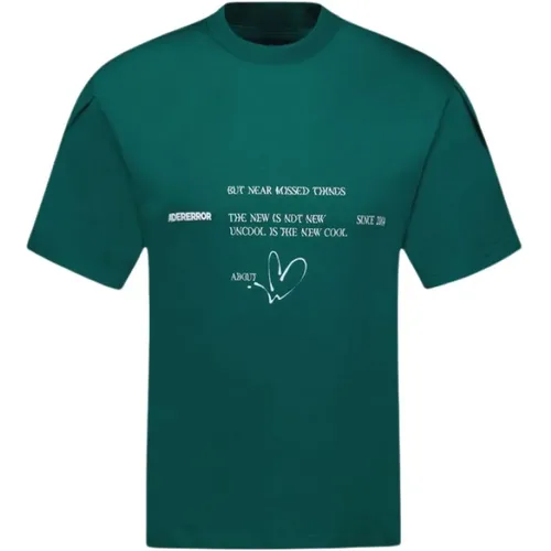 Grünes Baumwoll-T-Shirt - Stilvolles Design , Herren, Größe: L - Ader Error - Modalova