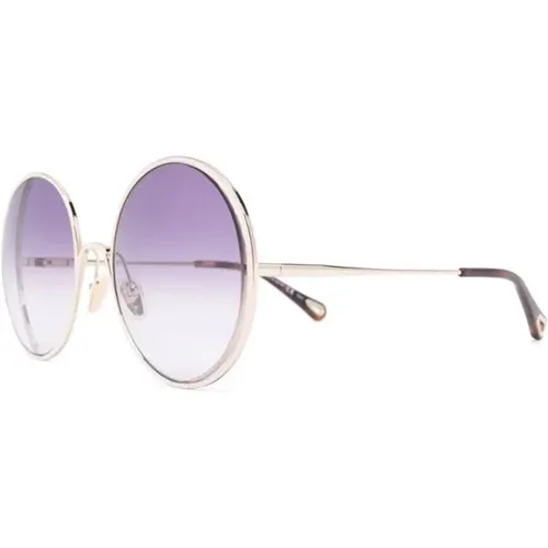 Goldene Casual Sonnenbrille , Damen, Größe: 61 MM - Chloé - Modalova