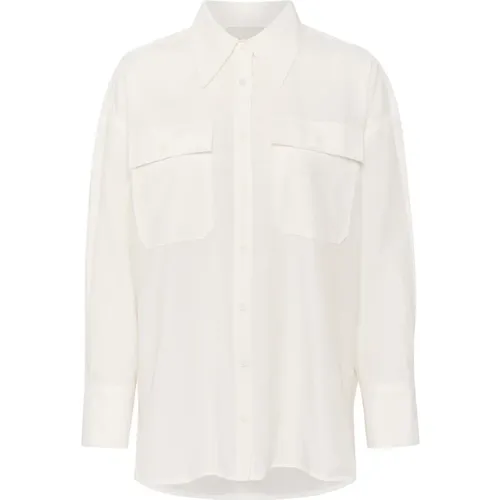 Boxy Shirt with Chest Pockets Snow , female, Sizes: M, L, XL - My Essential Wardrobe - Modalova