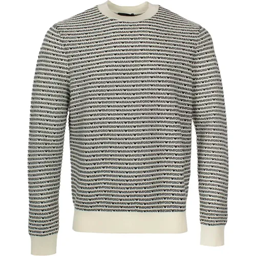 Intarsia-Strick Logo Wollpullover , Herren, Größe: L - Emporio Armani - Modalova