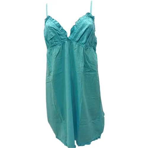 Solid Color Dress with Ruffle Neckline , female, Sizes: M - Emporio Armani - Modalova
