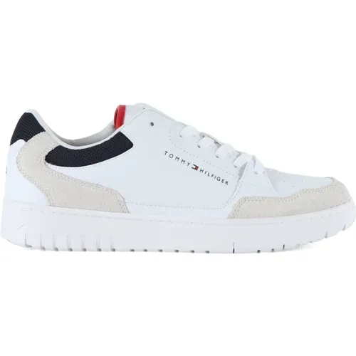 Leder-Sneakers mit Schnürung , Herren, Größe: 42 EU - Tommy Hilfiger - Modalova