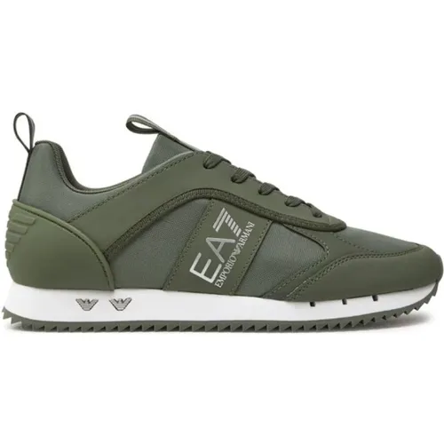 Grüne Textil- und PU-Ledersneaker , Herren, Größe: 42 2/3 EU - Emporio Armani EA7 - Modalova