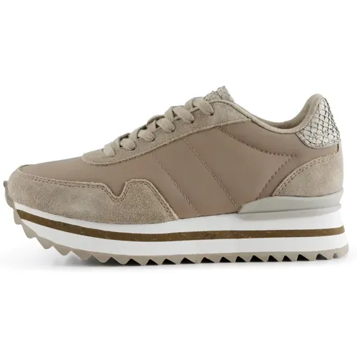 Leder Plateau Sneaker mit Fischleder Details - Woden - Modalova