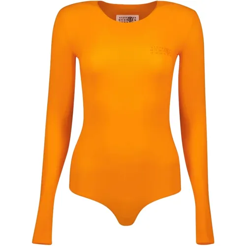 Oranger Langarm-Body Frühling-Sommer 2025 , Damen, Größe: L - MM6 Maison Margiela - Modalova