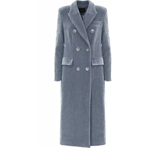 Elegant Grey Double-Breasted Coat , female, Sizes: L, M, S - Kocca - Modalova