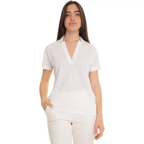Linen Short-sleeved Polo Shirt , female, Sizes: S, L, M - Boss - Modalova