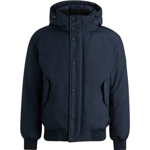 Blauer wasserabweisender Parka-Ottoman-Mantel , Herren, Größe: S - Hugo Boss - Modalova