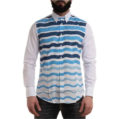 Casual Cotton Shirt with Wave Inserts , male, Sizes: XL, S, 3XL, 2XL, L, M - Harmont & Blaine - Modalova