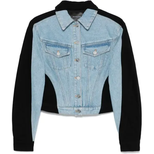 Denim Color-Block Jacke , Damen, Größe: S - Mugler - Modalova