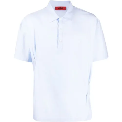 Hellblaues Baumwoll-Poloshirt , Herren, Größe: M - 424 - Modalova