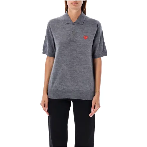 Red Heart Knit Polo Shirt Grey , female, Sizes: XL, M, L, S - Comme des Garçons - Modalova