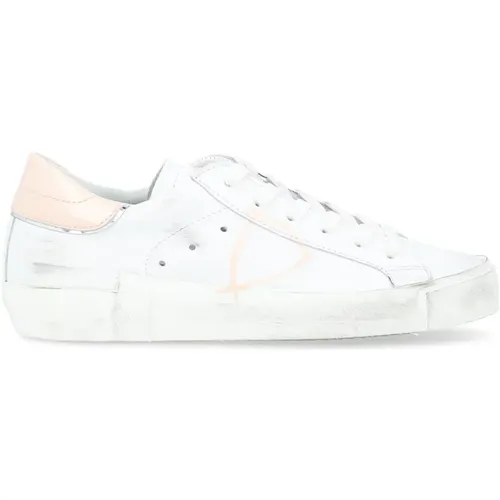 Paris X Leather Sneaker with and Pink Logo , female, Sizes: 8 UK - Philippe Model - Modalova