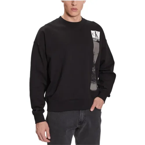 Modern Brushstroke Crew Neck Sweater , male, Sizes: 2XL, L, XL - Calvin Klein - Modalova