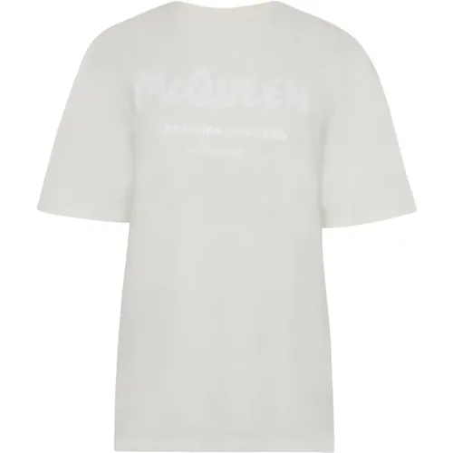 Graffiti Logo Print Crewneck Tee , Damen, Größe: 2XS - alexander mcqueen - Modalova