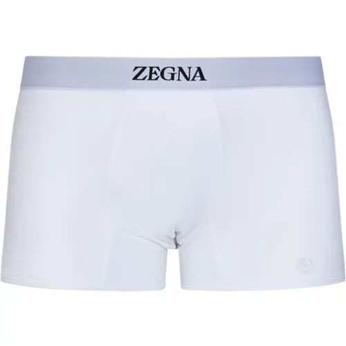 Weiße Unterwäsche mit schwarzem Jacquard-Logo - Ermenegildo Zegna - Modalova