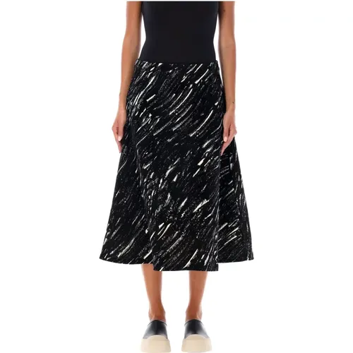 Brushstroke Print A-Line Midi Skirt , female, Sizes: S - Marni - Modalova