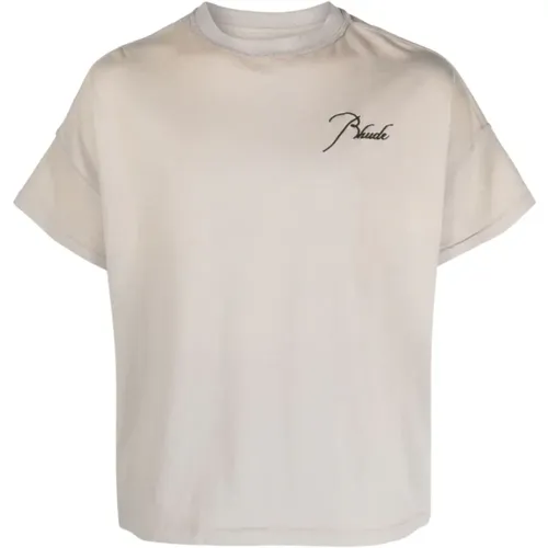 Graue T-shirts und Polos mit Besticktem Logo - Rhude - Modalova