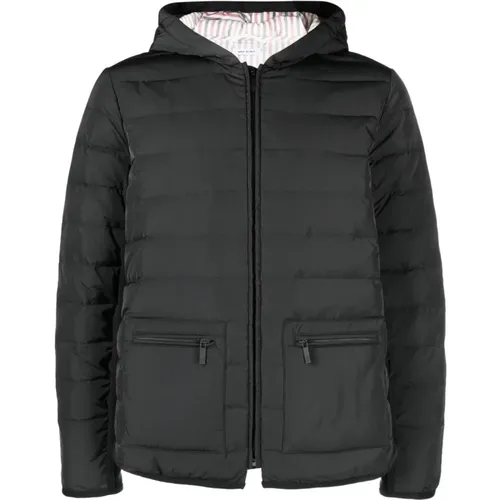Grey Padded Hooded Jacket , male, Sizes: XL - Thom Browne - Modalova