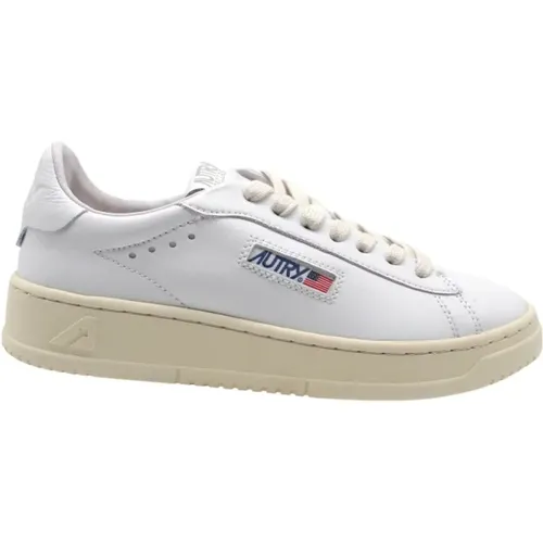 White Leather Low Top Sneakers , female, Sizes: 6 UK - Autry - Modalova