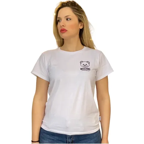 Lässiges Baumwoll T-Shirt , Damen, Größe: XS - Moschino - Modalova