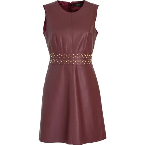 Burgundes Kunstleder Studded Kleid - Nenette - Modalova