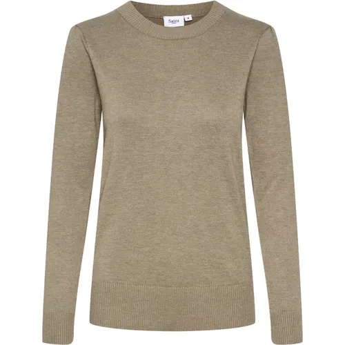 Melange Knit Pullover with Round Neck , female, Sizes: XL, XS, S, 2XL, L, M - Saint Tropez - Modalova