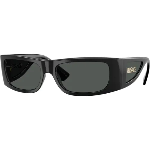 Frame Dark Grey Lens Sunglasses , unisex, Sizes: 57 MM - Versace - Modalova