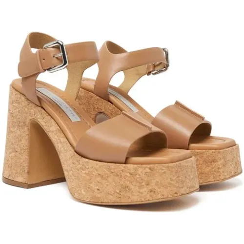 Buckled Platform Sandals in Camel , female, Sizes: 7 1/2 UK, 7 UK, 4 1/2 UK - Stella Mccartney - Modalova