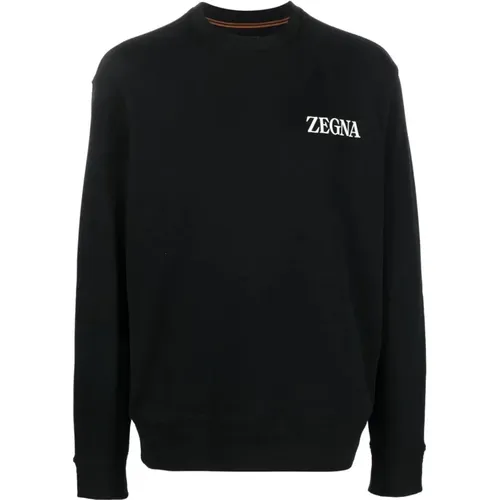 Logo Print Sweatshirt , male, Sizes: L, M - Ermenegildo Zegna - Modalova