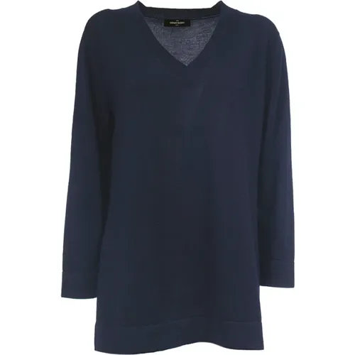 Virgin Wool Sweater with V-Neck , female, Sizes: 3XL - Gran Sasso - Modalova