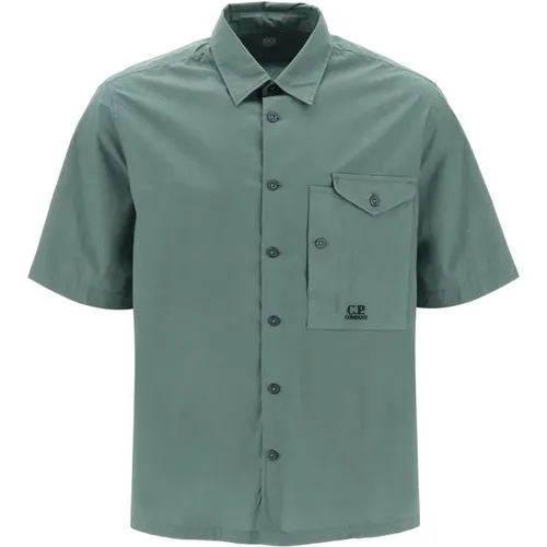 Short-sleeved poplin shirt , male, Sizes: L, XL - C.P. Company - Modalova