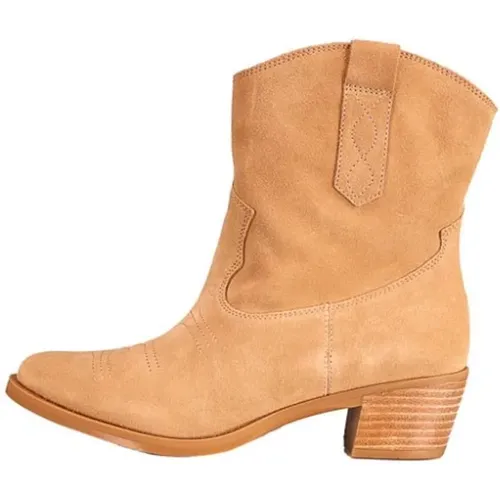 Stylish Suede Cowboy Ankle Boots , female, Sizes: 6 UK, 7 UK, 5 UK, 8 UK, 4 UK - Unisa - Modalova