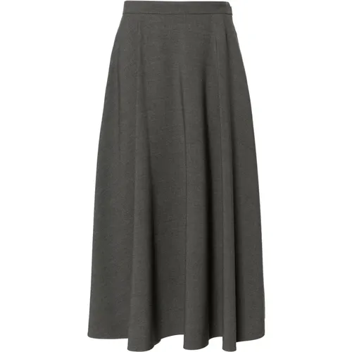 Grey Skirt with V Gold Detail , female, Sizes: XS, M - Valentino Garavani - Modalova