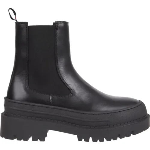 Schwarze Chelsea Foxing Stiefeletten , Damen, Größe: 37 EU - Tommy Jeans - Modalova