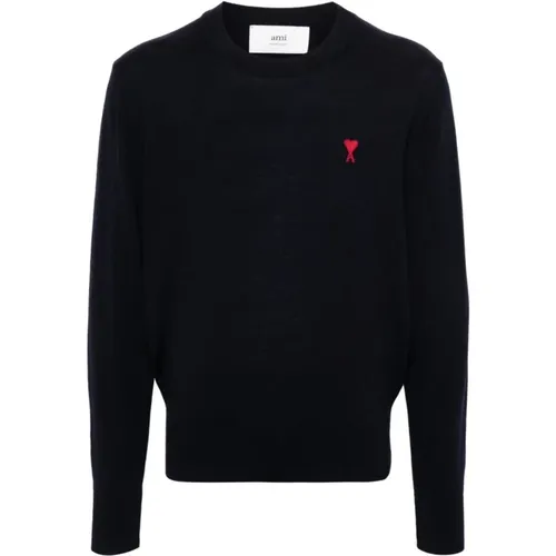 Merino Wool Sweater with Monogram , male, Sizes: S, XS - Ami Paris - Modalova