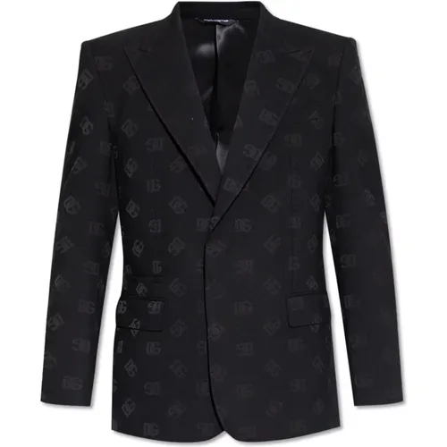 Blazer with logo , male, Sizes: L, XL, 3XL - Dolce & Gabbana - Modalova